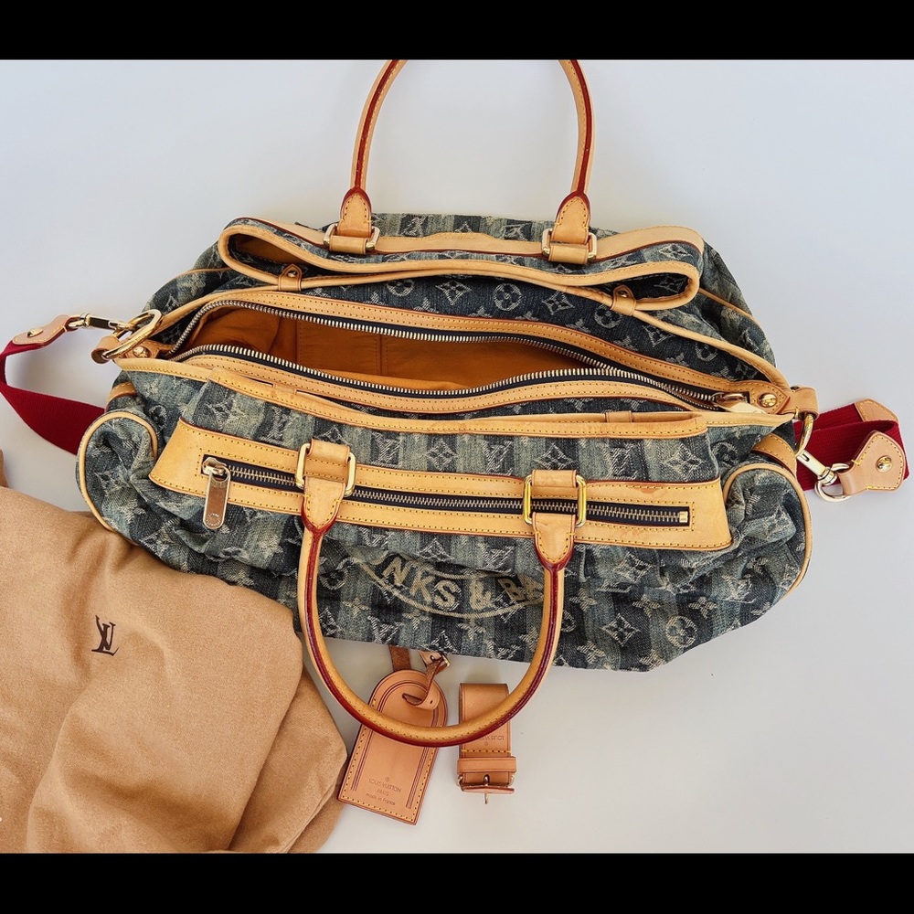 Authentic✅ Louis Vuitton Monogram Denim Cabas Raye GM Travel Bag 2 Way M95336 - Picture 6 of 12